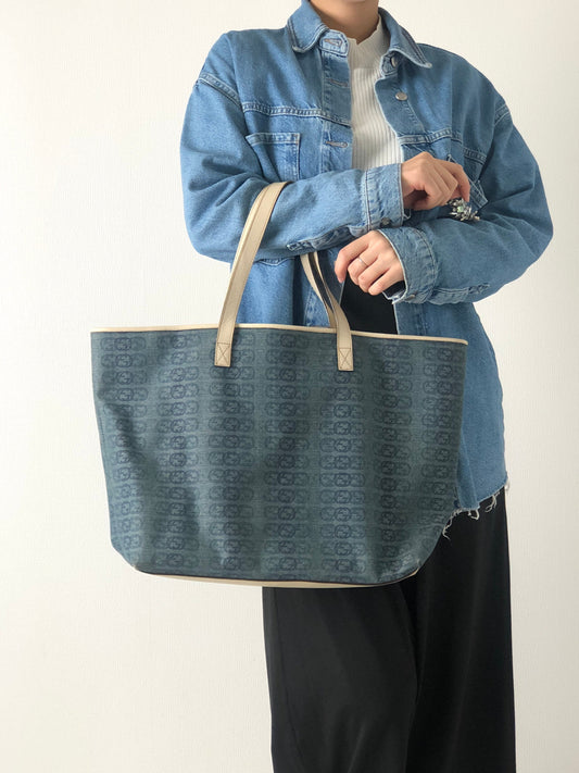 GUCCI Interlocking Pattern Canvas Totebag Indigo Vintage v68pwu