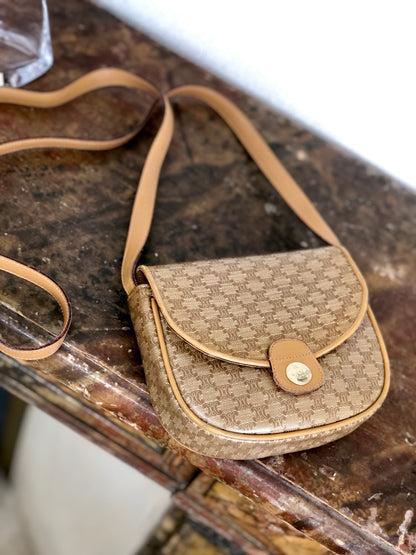 CELINE Macadam Blason Flap Mini Shoulder bag Beige Vintage Old CELINE sjeg4v