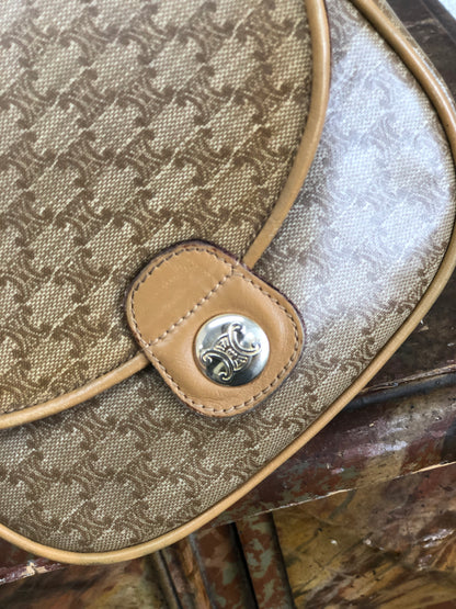 CELINE Macadam Blason Flap Mini Shoulder bag Beige Vintage Old CELINE sjeg4v