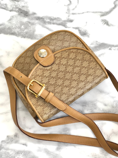 CELINE Macadam Blason Flap Mini Shoulder bag Beige Vintage Old CELINE sjeg4v