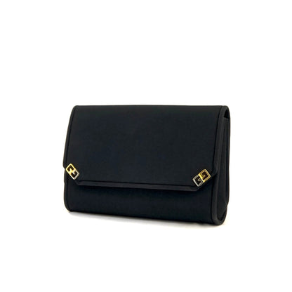 GUCCI  GG motif satin clutch bag black vintage old axi4gv