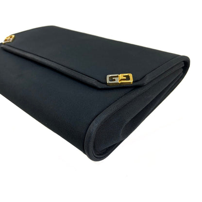 GUCCI  GG motif satin clutch bag black vintage old axi4gv