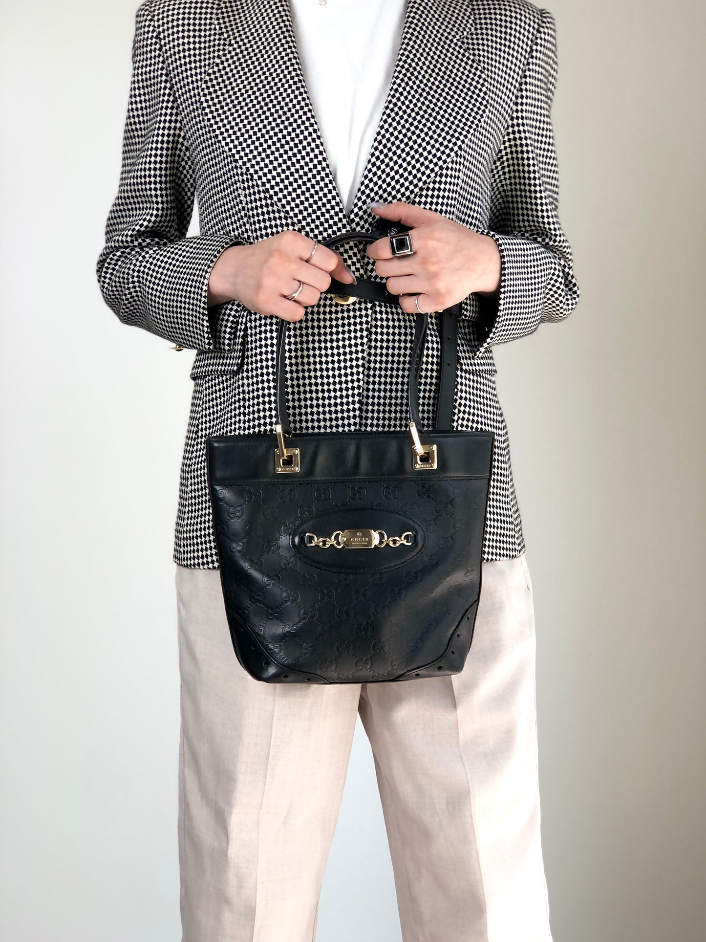 GUCCI Totebag Black 145994 Vintage gfpgkn