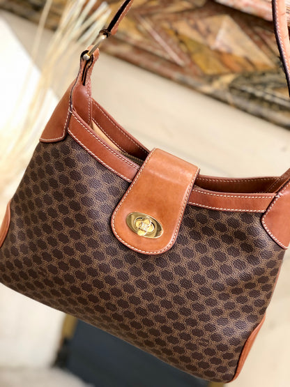CELINE Macadam Blason Turn lock One handle Shoulder bag Hobo bag Brown Vintage Old CELINE yjpxgm
