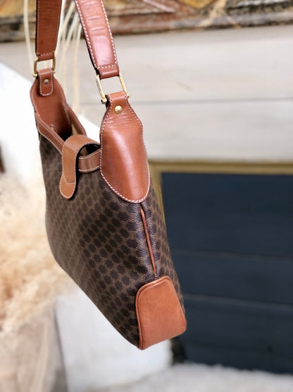 CELINE Macadam Blason Turn lock One handle Shoulder bag Hobo bag Brown Vintage Old CELINE yjpxgm