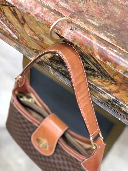 CELINE Macadam Blason Turn lock One handle Shoulder bag Hobo bag Brown Vintage Old CELINE yjpxgm