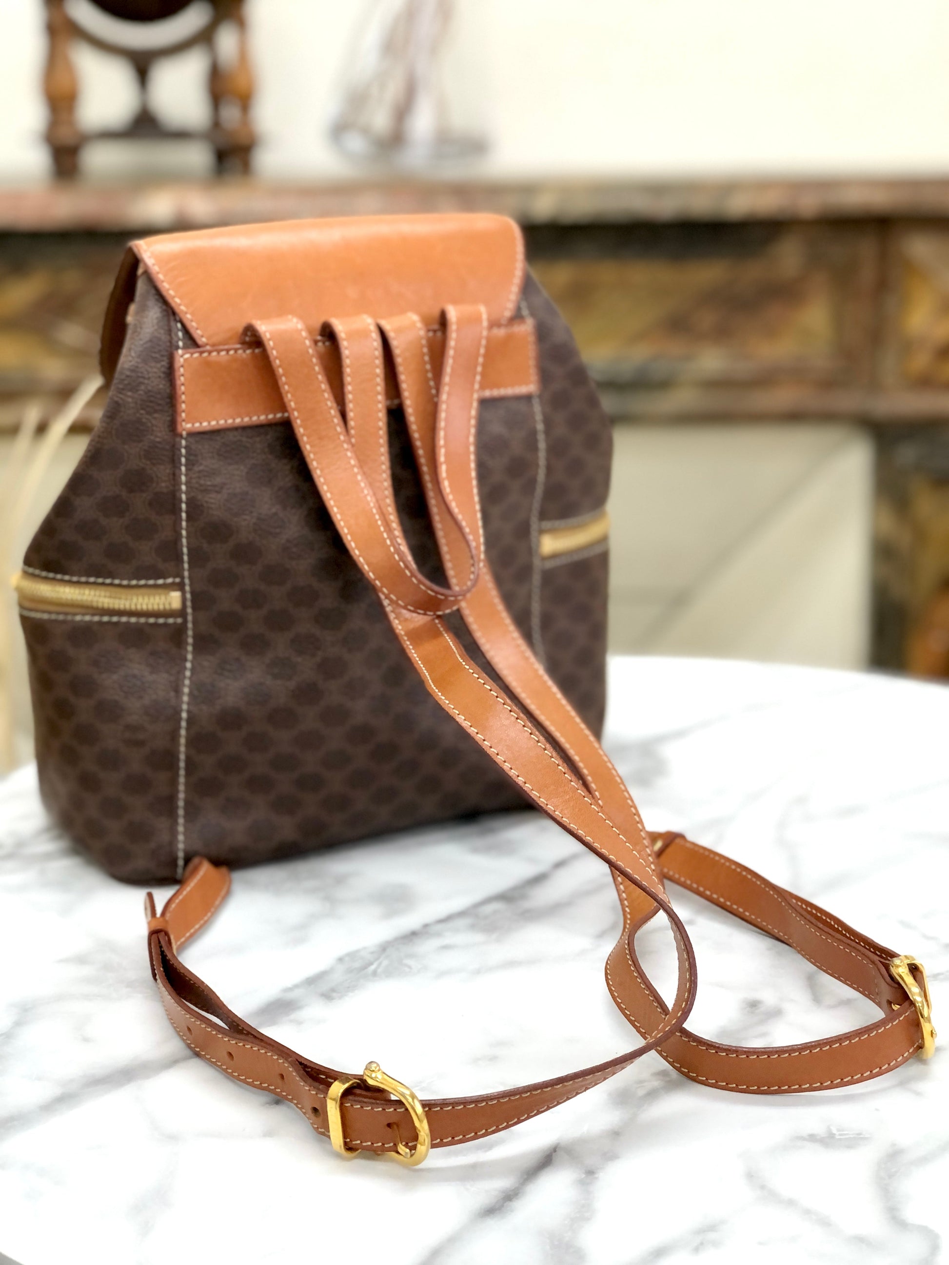 CELINE Macadam Triomphe Backpack Brown Vintage Old Celine kiefuk