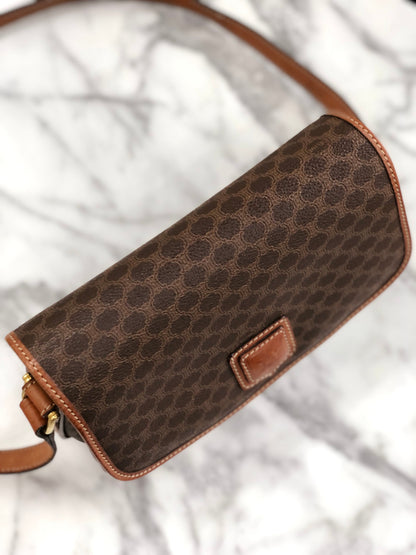 CELINE Macadam Blason Shoulder bag Brown Vintage Old Celine u88gsk