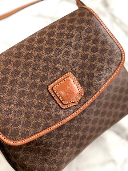 CELINE Macadam Blason Shoulder bag Brown Vintage Old Celine u88gsk