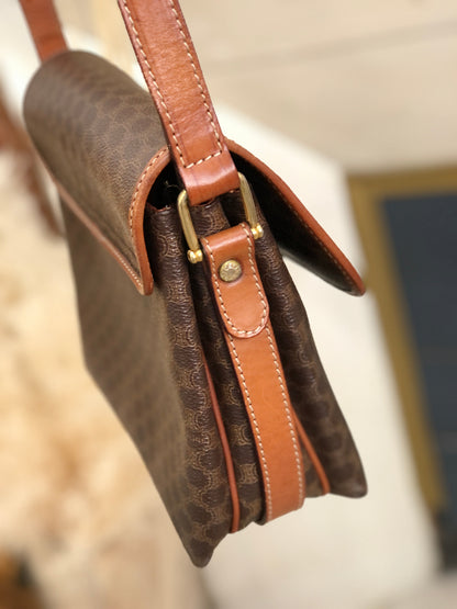 CELINE Macadam Blason Shoulder bag Brown Vintage Old Celine u88gsk