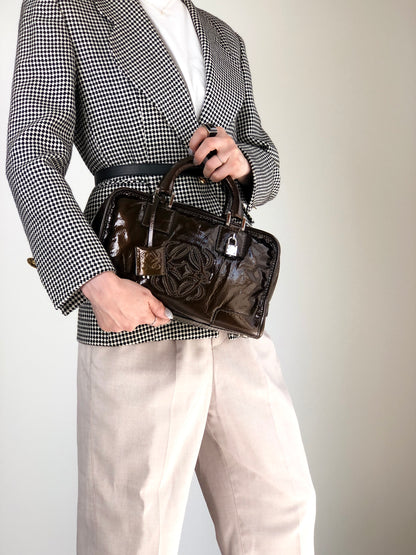LOEWE Amazona28 Anagram Handbag Brown Vintage j8tjia