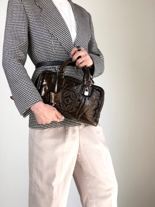LOEWE Amazona28 Anagram Handbag Brown Vintage j8tjia
