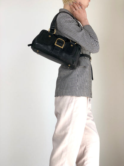 CELINE Front Buckle Small Boston bag Handbag Black Vintage nxugts