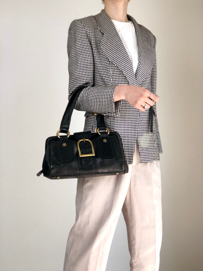 CELINE Front Buckle Small Boston bag Handbag Black Vintage nxugts