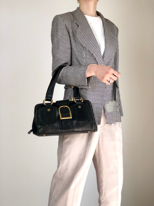 CELINE Front Buckle Small Boston bag Handbag Black Vintage nxugts
