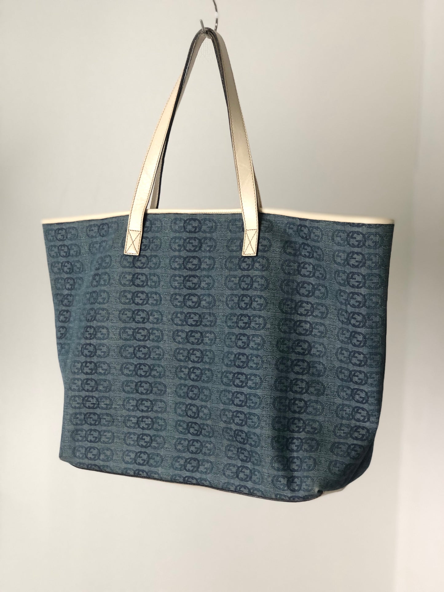 GUCCI Interlocking Pattern Canvas Totebag Indigo Vintage v68pwu