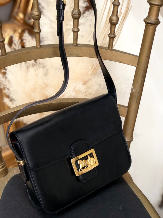 CELINE Horse carriage Crossbody Shoulderbag Black Vintage Old CELINE 43kntg