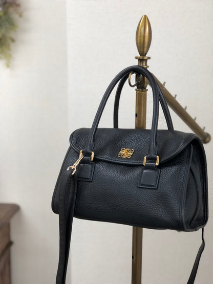 LOEWE Alamo 28 Anagram Turn lock Two-way Handbag Shoulderbag Black Vintage Old 5nr64n