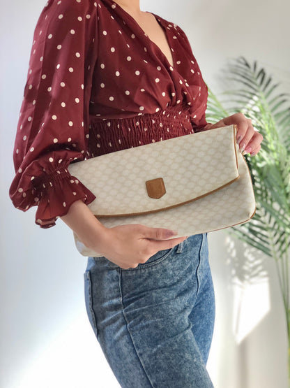 CELINE Macadam Blason Clutch bag White Old Celine Vintage bb77yv