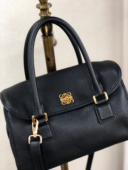 LOEWE Alamo 28 Anagram Turn lock Two-way Handbag Shoulderbag Black Vintage Old 5nr64n