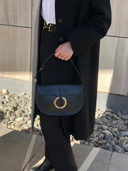 LOEWE Logo Shoulder bag Black Vintage sy8ch6