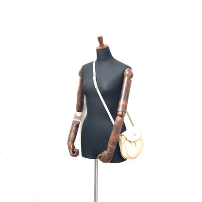 CELINE Horse carriage Shirring Shoulder bag Ivory Vintage Old CELINE sawt6d