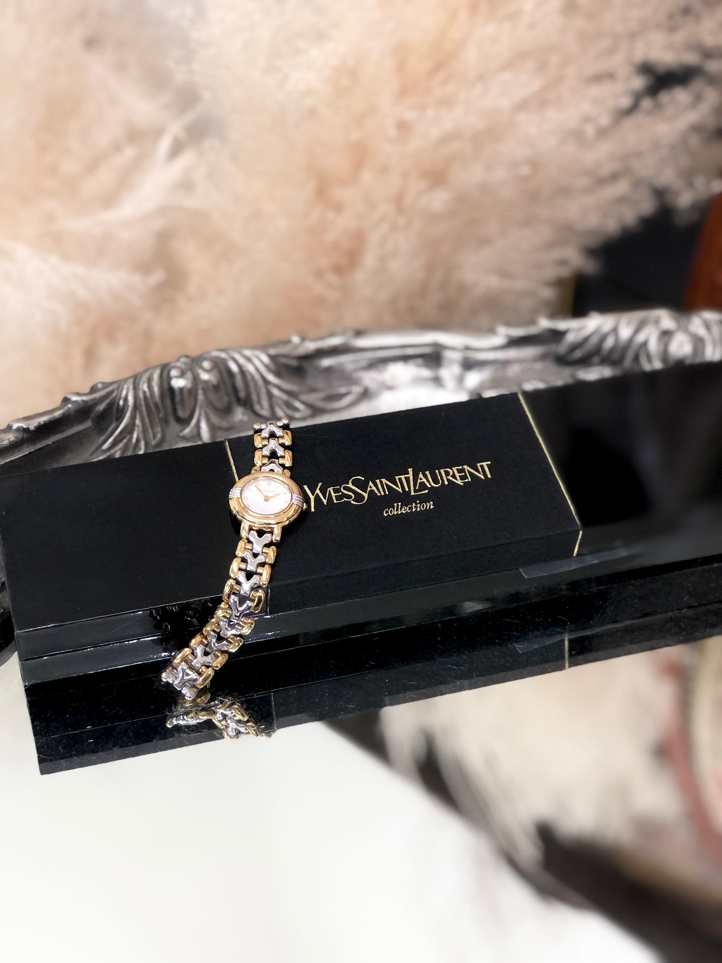 Yves Saint Laurent Quartz Watch Gold Silver Old gnbpc4