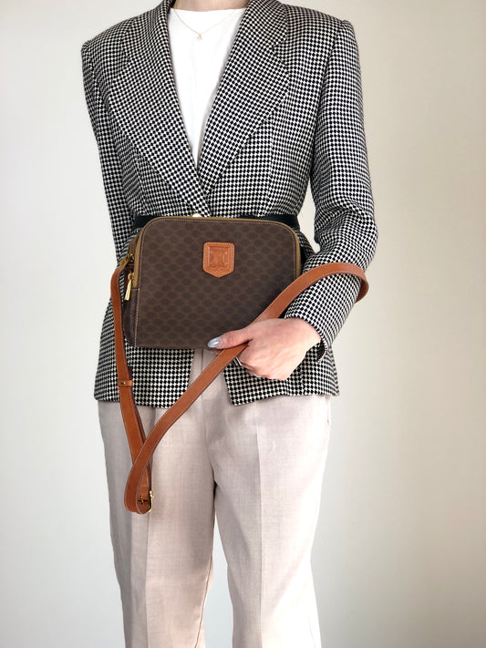 CELINE Macadam Blason Shoulder bag Brown Vintage ksb6ip