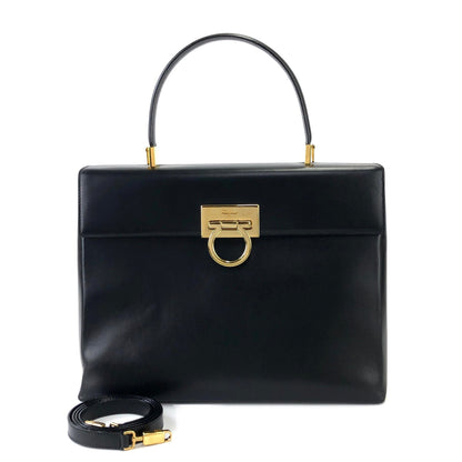 Salvatore Ferragamo Gancini 斜背包 肩背包 手提包 黑色 復古 舊款 iw4tut