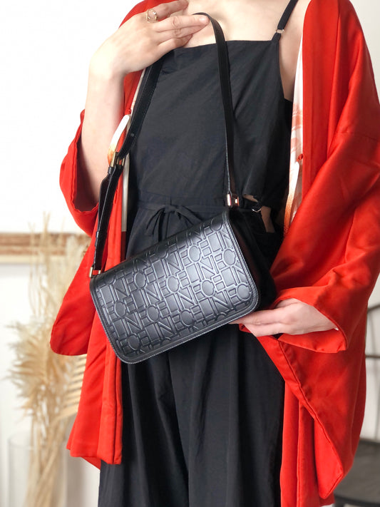 CELINE Logo Shoulder bag Black Vintage z7yz82