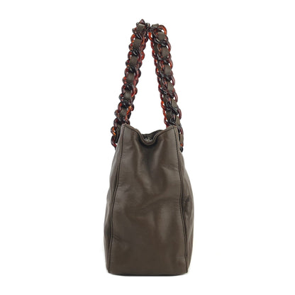PRADA Tortoiseshell chain Handbag Totebag Brown Vintage Old tvmaz3