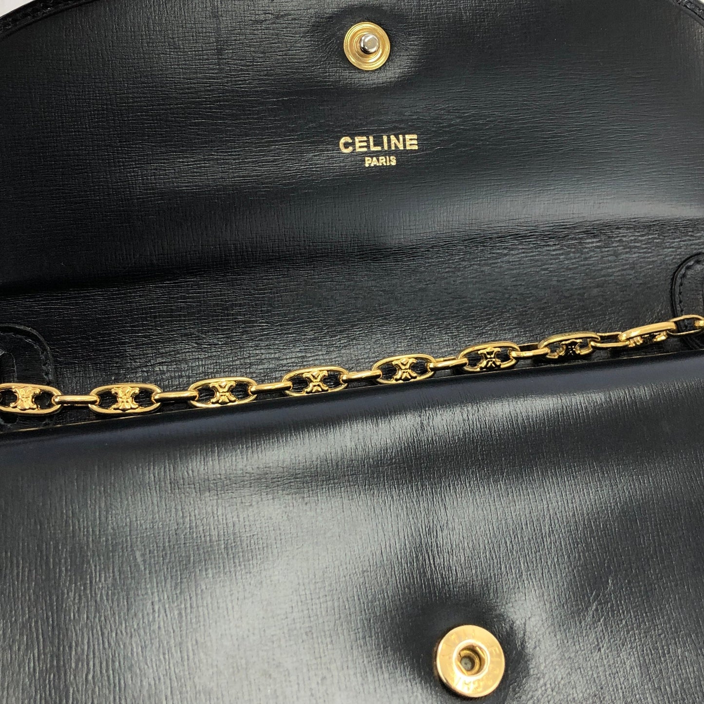 CELINE Blason Triomphe Chain Shoulder Bag Black Old Celine Vintage 6zyg5r
