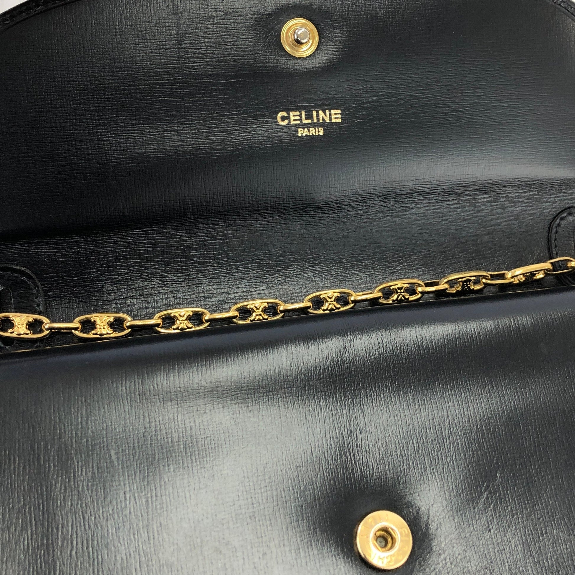 Celine Vintage Black Triomphe Velour Shoulder Bag ○ Labellov