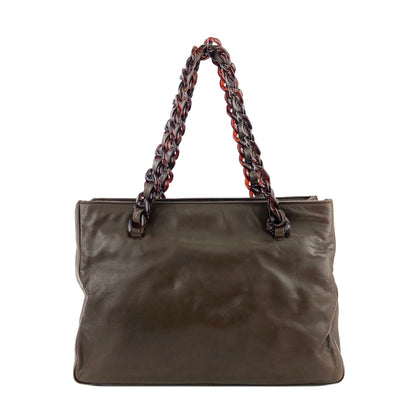 PRADA Tortoiseshell chain Handbag Totebag Brown Vintage Old tvmaz3