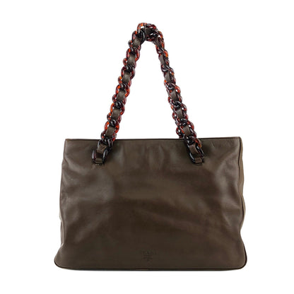 PRADA Tortoiseshell chain Handbag Totebag Brown Vintage Old tvmaz3