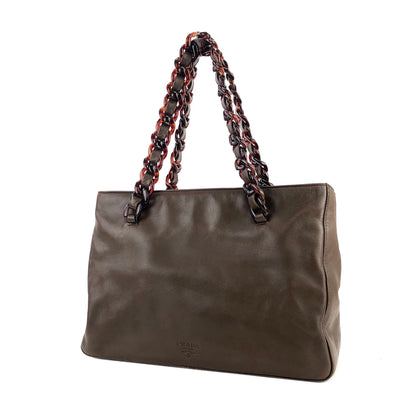 PRADA Tortoiseshell chain Handbag Totebag Brown Vintage Old tvmaz3