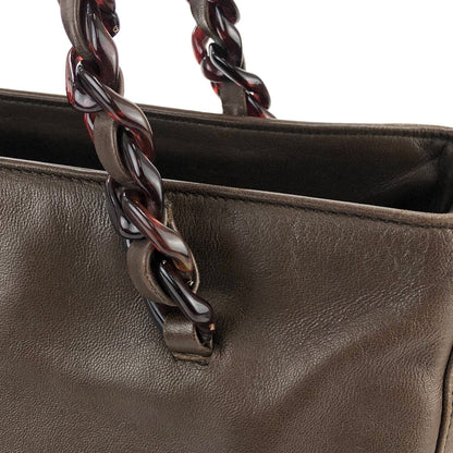 PRADA Tortoiseshell chain Handbag Totebag Brown Vintage Old tvmaz3
