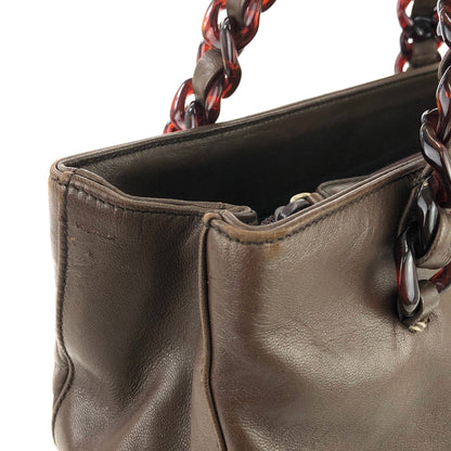 PRADA Tortoiseshell chain Handbag Totebag Brown Vintage Old tvmaz3