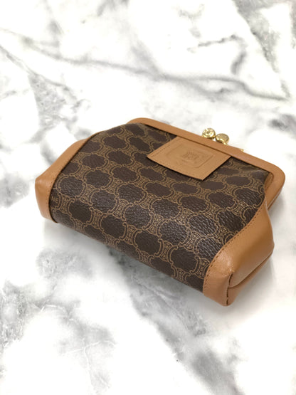 CELINE Macadam Blason Clasp Coin purse Wallet Brown 8xjnfd