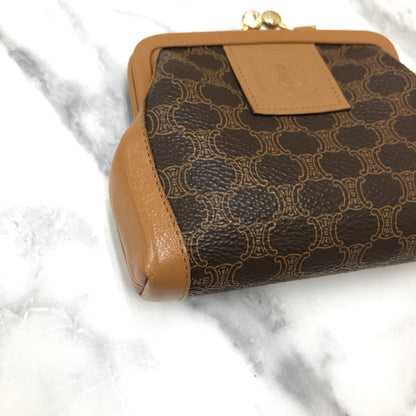 CELINE Macadam Blason Clasp Coin purse Wallet Brown 8xjnfd