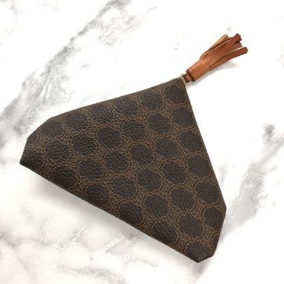 CELINE Macadam Horse carriage Triangle Coin purse Wallet Brown 6fzhde