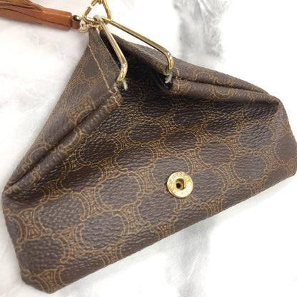 CELINE Macadam Horse carriage Triangle Coin purse Wallet Brown 6fzhde