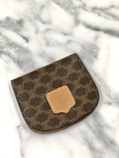 CELINE Macadam Blason Coin purse Wallet Brown t6udde