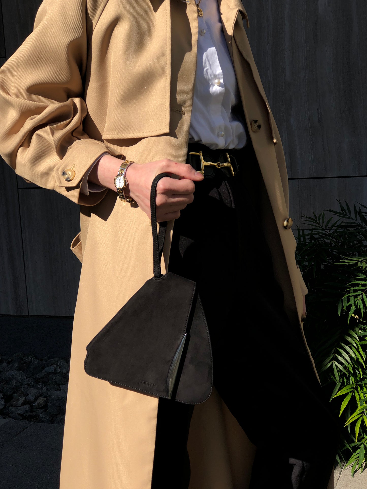 LOEWE Logo Handbag Black Vintage vfx75i