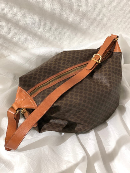 CELINE Macadam Side Motif PVC Leather Shoulder Bag Brown Vintage Old Celine hmrwfm