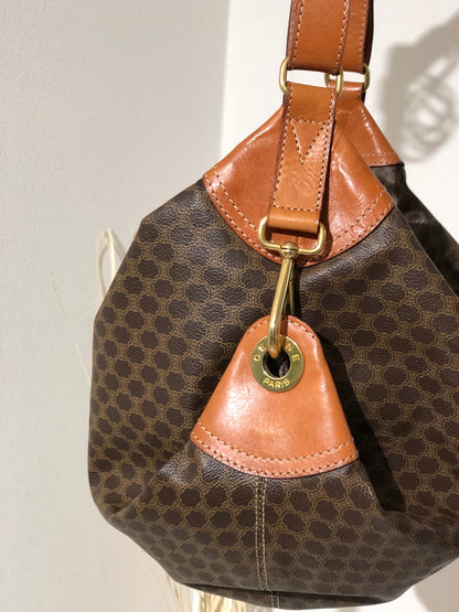 CELINE Macadam Side Motif PVC Leather Shoulder Bag Brown Vintage Old Celine hmrwfm