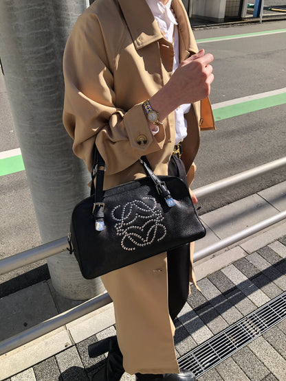 LOEWE Anagram Small Boston bag Handbag Black Vintage ebimhj