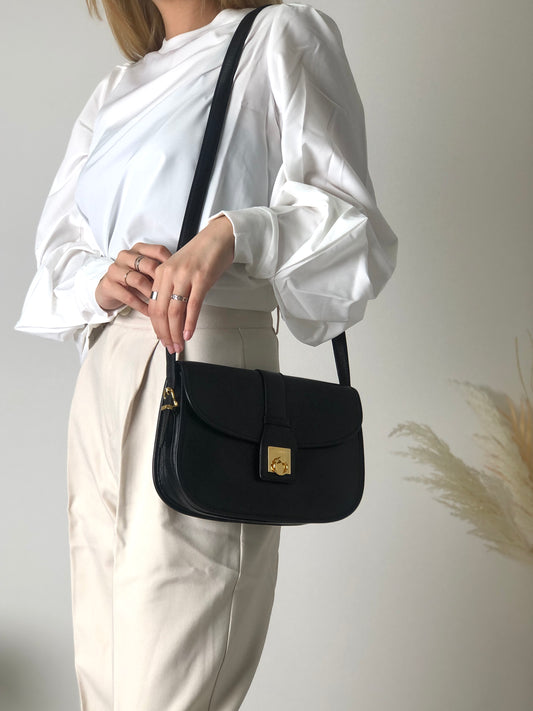 CELINE Blason Buckle Shirring Shoulder bag Brown Vintage Old CELINE gk –  VintageShop solo