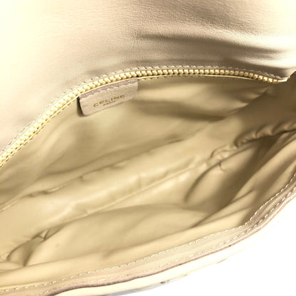 CELINE Horse carriage Shirring Shoulder bag Ivory Vintage Old CELINE sawt6d