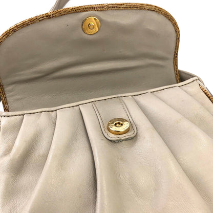 CELINE Horse carriage Shirring Shoulder bag Ivory Vintage Old CELINE sawt6d